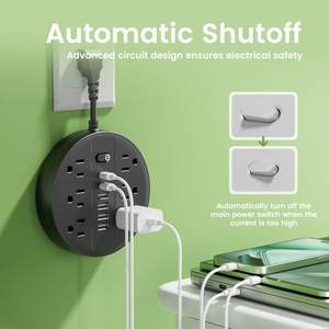 Yangına Dayanıklı Malzemeli Taşınabilir Güç Şeridi Aşırı Yük Koruması 12'si 1 Arada Güvenlik ve Kolaylık için 6 USB ve AC Bağlantı Noktası - Product Image 3