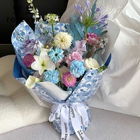 Kertas Pembungkus Bunga Motif Floral Tahan Air 6 Warna Kemasan Hadiah Buket Grosir Kustom untuk Florist