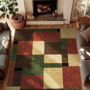 Alfombra Geométrica Abstracta de Terciopelo Cristal, Cuadrada, de Poliéster, Antideslizante, para Decoración del Hogar y Sala de Estar, Diseño Tejido - Product Image 1