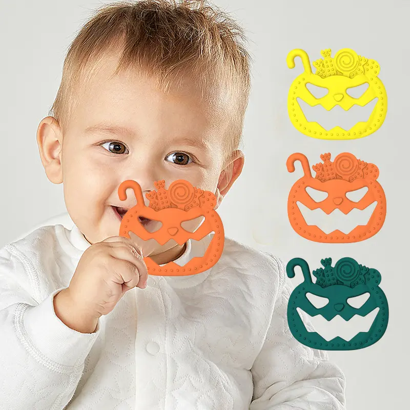 Jouets de dentition à mâcher en silicone pour bébé citrouille d'Halloween