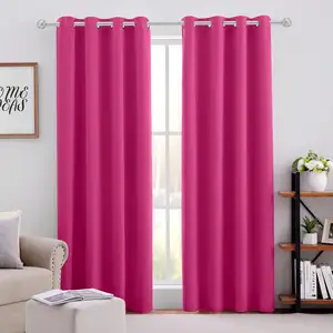 JA 52*84IN Raspberry Blackout Curtains Thermal Drapes With Grommets Noise Reducing Room Darkening For Home Bedroom Living Room