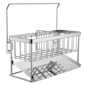 Distributeur <span class=keywords><strong>de</strong></span> savon <span class=keywords><strong>de</strong></span> cuisine en acier inoxydable 304 avec <span class=keywords><strong>bac</strong></span> <span class=keywords><strong>de</strong></span> <span class=keywords><strong>vidange</strong></span> automatique, pour cuisine et salle <span class=keywords><strong>de</strong></span> bain tenant une éponge et une serviette - Product Image 1