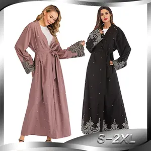 Zifeng OEM ropa islamica Hot Sale Middle East Muslim Long Sleeve Embroidered Pearl Robe Islamic Abaya