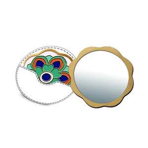 Новый рекламный подарок кожаный частный складной инструмент для макияжа Мини-косметическое компактное зеркало карманное зеркало