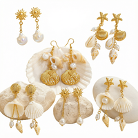 Boucles d'oreilles longues à pampilles Gaovo style plage océanique, perles coquillages, en acier inoxydable, résistantes au ternissement, bijoux d'oreille tendance