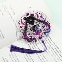 Marque-page en plastique anime populaire en stock bon marché en gros marque-page acrylique personnalisé double face impression UV marque-pages à paillettes