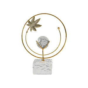Creative Iron Art Crystal Ball Ornament Gold Leaf Design Home Decoration Desk Decor Nordic Style - Product Image 3