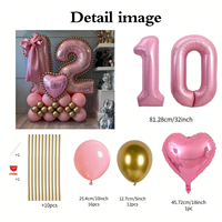 Ensemble de ballons en latex magiques créatifs en promotion, numéros et cœurs roses, pour colonne de ballons, décorations de fête d'anniversaire pour enfants