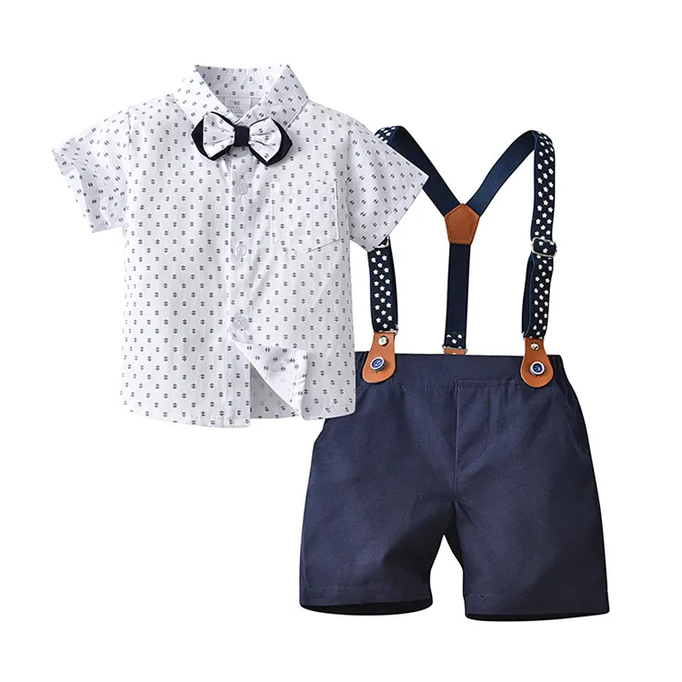 Modisch gestaltete Kinder Sommerkleid ung Baby 2 Stück Anzug Kleidung Jungen Kurzarm Gentleman Sets für Kinder