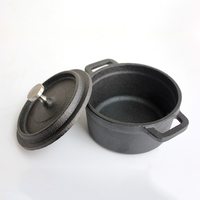 Mini cocotte ronde en fonte pré-assaisonnée avec couvercle en fonte, extérieur émaillé coloré, antiadhésive, compatible gaz et induction