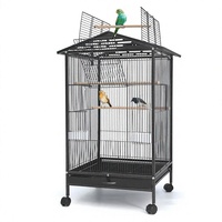 Grande cage à oiseaux en métal 86*46.5*45.5 cm, double plafond, portable, pour la maison, avec boîte à nourriture et poteau, simple, moderne, populaire