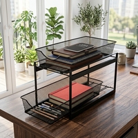 Organisateur de tiroir coulissant à 2 niveaux en maille, écologique, moderne et polyvalent, pour la cuisine, la maison, le bureau, le rangement des armoires