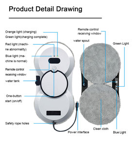 Tự động hộ gia đình làm sạch Robot chân không với điều khiển từ xa cắm loại cho kính làm sạch - Product Image 1