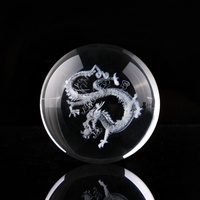 CH magnifique boule de photographie en cristal 3D, gravure laser, boules en verre transparentes, ornements avec base mentale