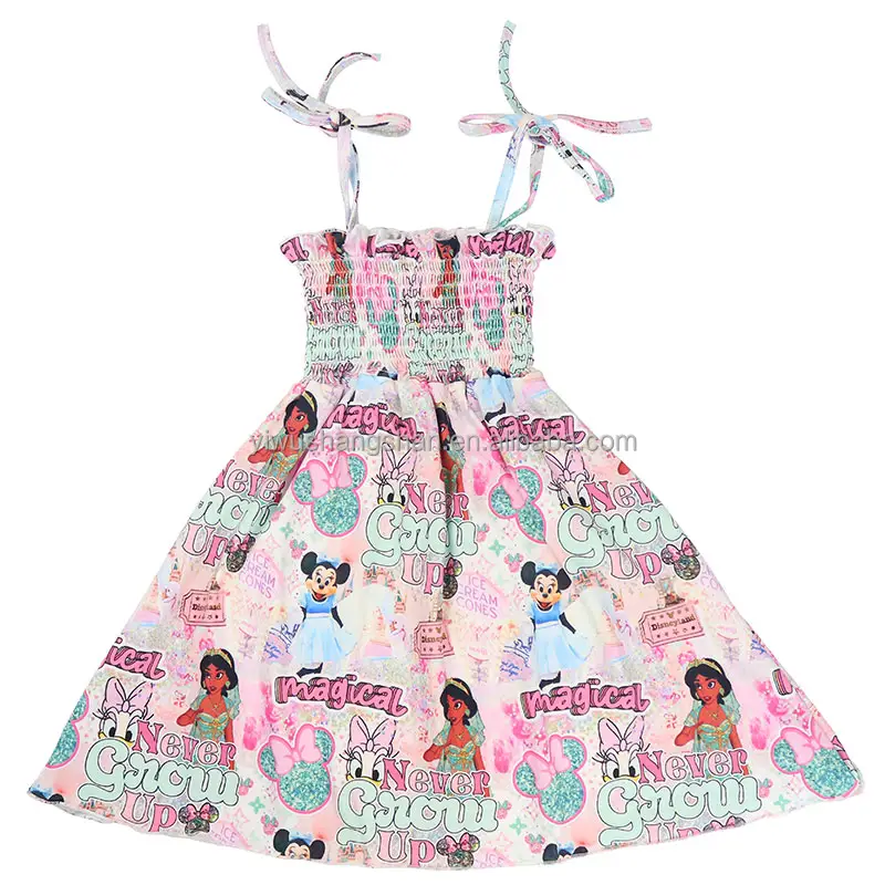 New Fashion Kids Girls Vest Dress Kids Baby Cartoon print gonne modello occidentale che puoi indossare per le feste di tè pomeridiano