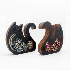 Uionen New Hand Carved Wooden Cat Figurine Father's Day Mother's Day Valentine's Day Gift Home Desktop Decorative Ornament - Product Image 4