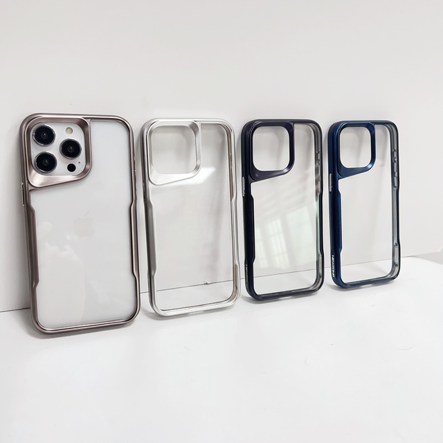 Electroplated TItanium Design Mobile Case for iPhone 14 15 Pro Max Clear Case Acrylic Back Cover Phone Case