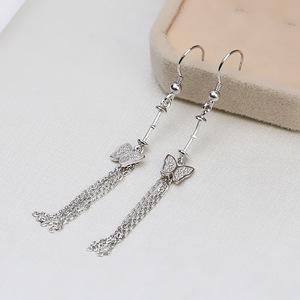 S925 Silver Bow <b>Small</b> <b>Dangle</b> <b>Earrings</b> for Women 5-5.5 Pearl DIY Jewelry Accessories with Empty Tray 1115 - Product Image 3