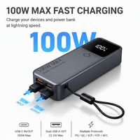 Batterie externe portable Lezet Fast Quick Charge 100W 20000mAh LiFePO4 73Wh sans fil PC+ABS pour téléphones mobiles, utilisation en extérieur et en intérieur