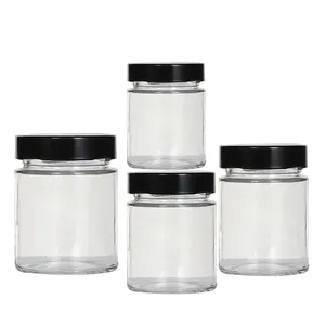 Jam Jars Glass Honey Storage Jar Wholesale Cylinder Round Glass with Lid for Food 100 Ml 150 Ml 220 Ml 500 Ml Camping Kitchen