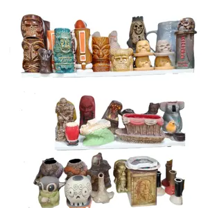 Disesuaikan Bentuk 12Oz Keramik Tiki Mug Set, Kustom Tiki Mug Tengkorak Mug Dalam Bentuk Apapun, Porselen Bir Mug Cocktail Kaca untuk Bar