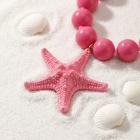Collier de perles étoile de mer rose vif SongYi - Bijou pendentif vie marine - Accessoires à grosses perles style station balnéaire pour femme