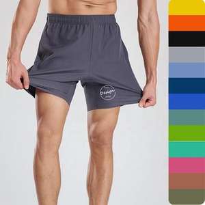 Shorts de sport décontractés pour hommes en gros, personnalisés, en polyester/nylon écologique, maille noire contrastée, teinture unie - Product Image 3
