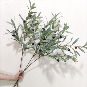 Hot Bán Nhà Đám Cưới Trang Trí Nội Thất Nhân Tạo Màu Xanh Lá Cây Lá Olive Cây Chi Nhánh Thân Cây Giả Chất Lượng Cao Olive Chi Nhánh Với Trái Cây - Product Image 6