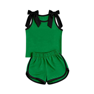 Ropa Infantil Personalizada, Conjunto <span class=keywords><strong>de</strong></span> Verano para Niña, Pantalones Cortos con Lazo Negro <span class=keywords><strong>y</strong></span> Rojo, Boutique <span class=keywords><strong>de</strong></span> Ropa para Niñas - Product Image 3