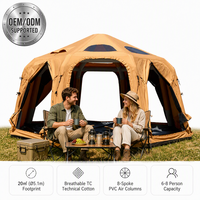 Tente dôme gonflable 5m en coton kaki, abri de luxe pour glamping et observation des étoiles, installation rapide, 4 saisons, imperméable 3000mm, camping extérieur
