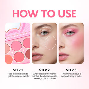 จานบลัชออน6สีสีชมพูรูปหัวใจของเด็กผู้หญิงกันน้ำเคลือบมุกหลากสีแต่งหน้านู้ดนักเรียนกรูมมิ่งธรรมชาติ - Product Image 2