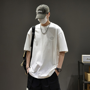 เสื้อยืดดีไซน์เนอร์แบบดรอปชิปปิ้ง สกรีนโลโก้สไตล์อเมริกันเรโทรเท่ๆ น้ำหนัก 280 กรัม ผลิตจากผ้าฝ้ายแท้สำหรับผู้ชาย เหมาะสำหรับฤดูร้อน - Product Image 2