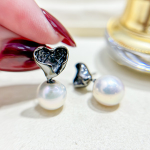 Accessoires en argent S925 pour la création de bijoux, boucles d'oreilles en argent tendance avec perles rondes de 9 à 13 mm, plateau vide pour boucles d'oreilles 22271 - Product Image 3