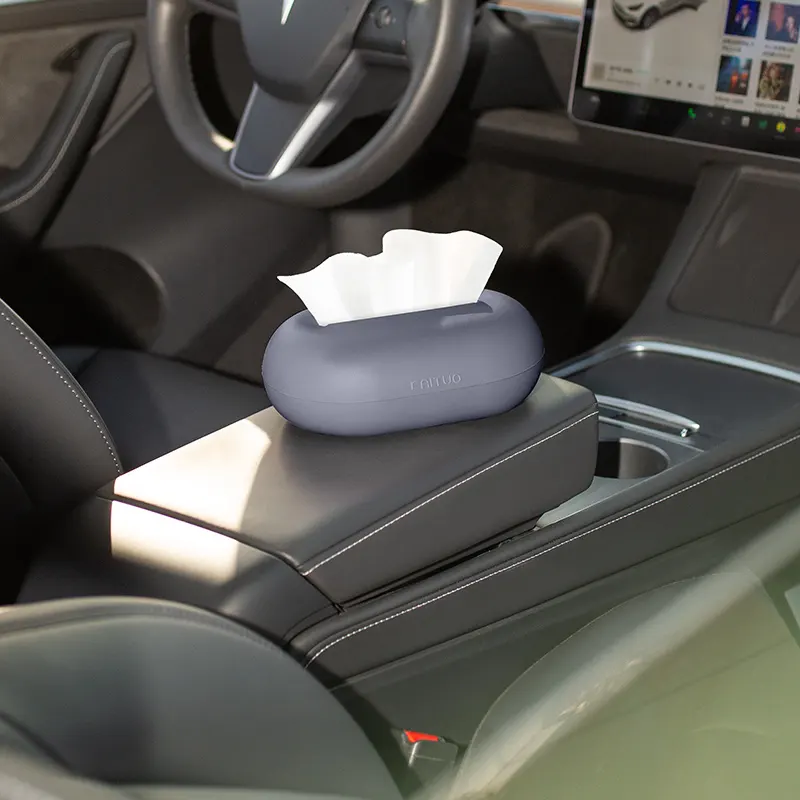 Premium Feel Tesla Decoration Armrest Box For Tissue Placement Car Mounted Paper Drawer Car Mounted Tissue Box