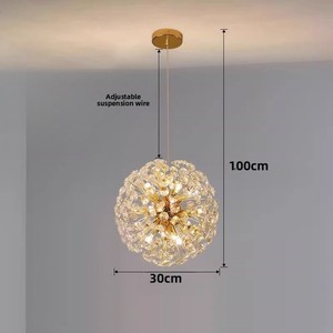Lámpara Colgante LED de Hierro de Estilo Nórdico Moderno, Altura Ajustable, Acabado Dorado, Múltiples Tamaños (30-60cm), Lámpara de Techo para Sala de Estar/Comedor - Product Image 3