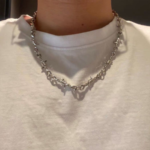 SC-<span class=keywords><strong>collar</strong></span> de llama <span class=keywords><strong>con</strong></span> <span class=keywords><strong>candado</strong></span> de servicio de seguridad para <span class=keywords><strong>hombre</strong></span>, <span class=keywords><strong>cadena</strong></span> de espinas de alambre gótico, estilo hip hop, a la moda, 2022 - Product Image 3