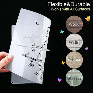 Kit <span class=keywords><strong>de</strong></span> pochoirs tournesol 6 pièces, modèle Mylar avec anneau ouvert en métal - Product Image 4