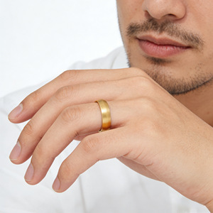 Anillo Minimalista de Plata de Ley 925 Chapado en Oro, Unisex, Acabado Cepillado, Liso, para Apilar, Joyería Fina al por Mayor - Product Image 3