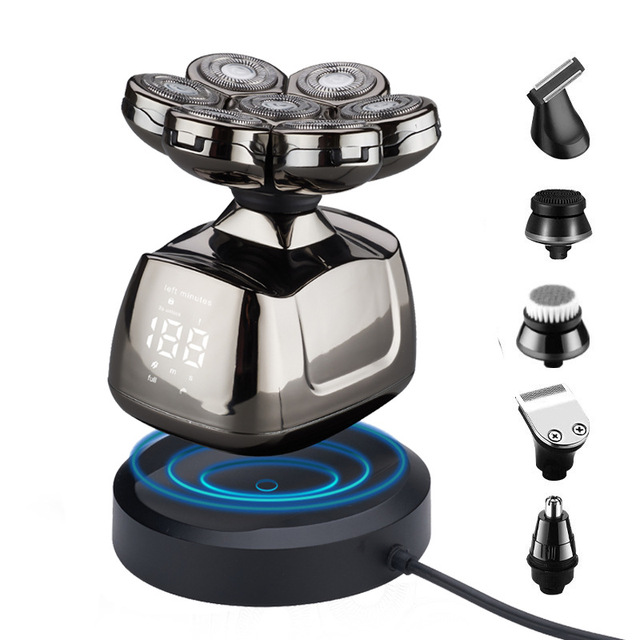 Wireless Charging 7D Rotary Mens Head Shaver USB Grooming Kit Nose Ear Body Hair Razor Shaver