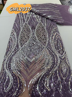 Tissus en dentelle perlée rouge de luxe pour robe de mariée, nouveau style africain 2025, tissu en dentelle perlée couture avec paillettes pour la couture
