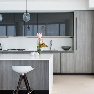 تصاميم خزائن مطبخ حديثة بدون مقابض بلمعة عالية وغير لامعة، خزائن مطبخ مسطحة صنع في الصين - Product Image 3