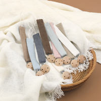 Vente en gros de pinces en bois personnalisées pour bébé Chaîne de sucette en tissu 100% coton pour bébé Chaîne factice