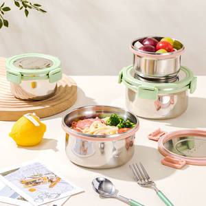 Hedgeto – récipient de stockage alimentaire en acier inoxydable, couvercle rond à clipser, portable pour les voyages, la maison, l'utilisation au réfrigérateur - Product Image 4