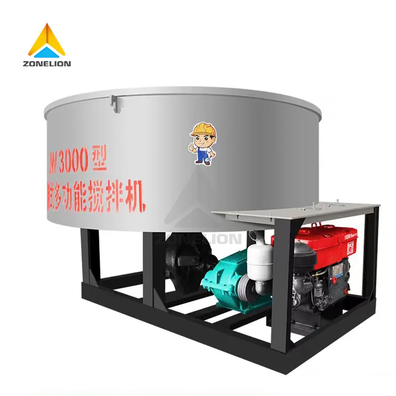 Hydraulic Mobile 7.5KW Concrete Pan Mixer Customized Engine Diesel Mixing Machine For Cement