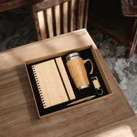 Nouveautés 2025 : Coffret Cadeau d'Entreprise de Luxe Personnalisé – Tasse en Bambou, Carnet en Bois avec Stylo et Porte-clés