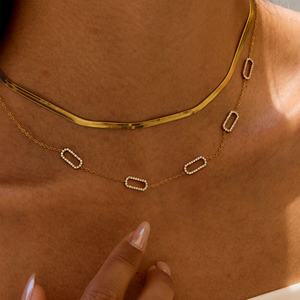 Collar de Diamantes Chapado en Oro de 14k y 18k para Mujer y Hombre, Moderno, Impermeable, Antideslustre, de Acero Inoxidable Original - Product Image 5