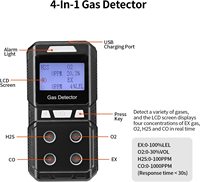 2022 analyseur de gaz 4 en 1, détecteur de fuite de gaz Multi LCD numérique H2S CO O2 EX moniteur de gaz