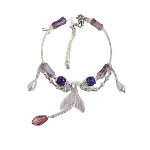 Pulsera de Cuentas de Cristal con Diseño de Palomitas de Maíz de Fantasía, Borla Colgante y Dije de Cola de Pez, para Niñas, Mujeres, Estudiantes, Pulseras de la Amistad, Regalo de Joyería - Product Image 5