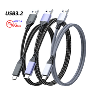 Kabel USB3.2 Gen2 10Gbps USB a ke C 3A 60W QC3.0 Pengisian Cepat untuk Samsung NVMe Hard Disk Eksternal Android Kabel Data Braid