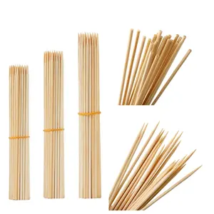 Espeto de bambu para churrasco, bastão de qualidade alimentar 12 15 18 20 25 28 30 40 45 48 50 cm